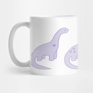 Lavender Heart Dinosaurs (White Background) Mug
